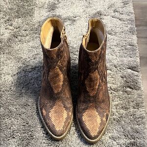 Madden Girl Tan Snake Print Ankle Booties
